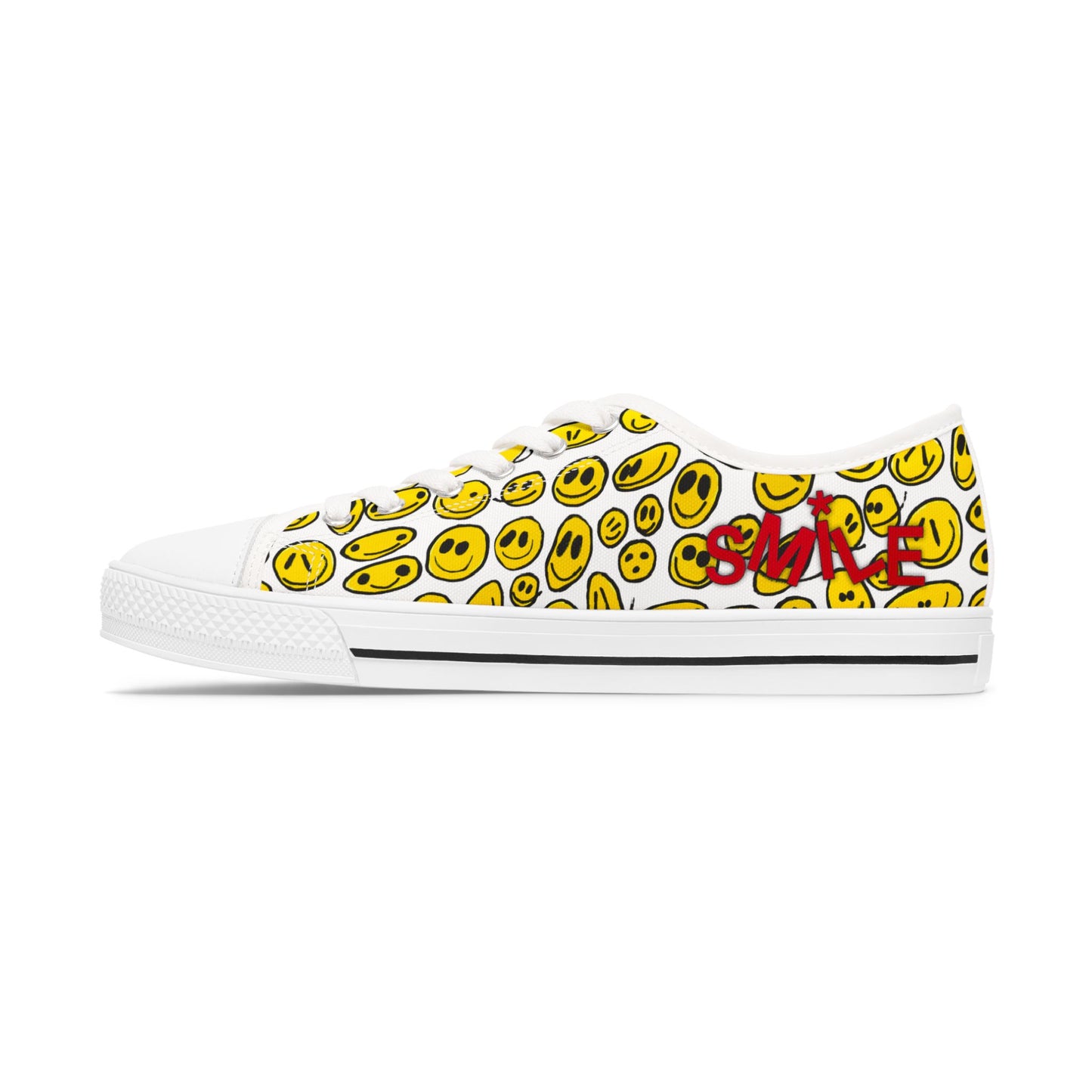 Yellow SMILES - Women's Low Top Sneakers