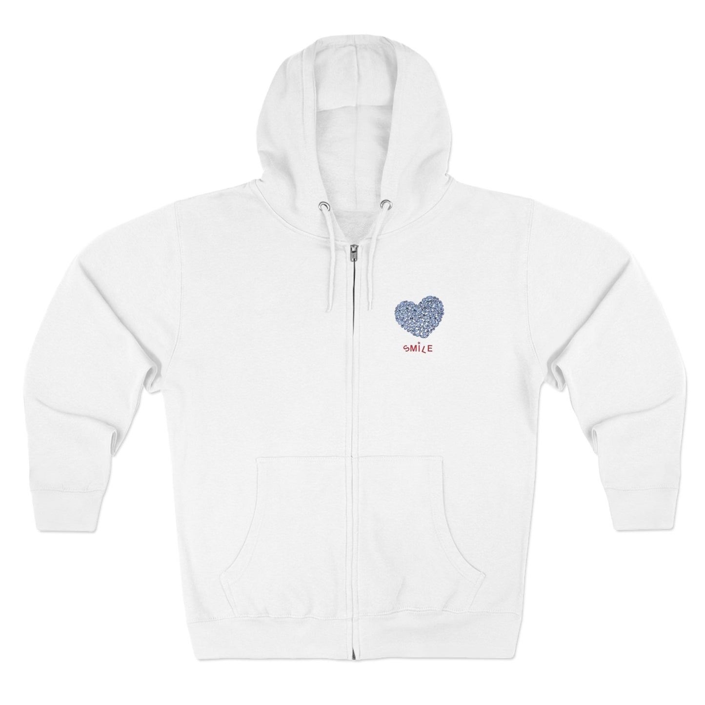 BLUE Heart SMILE - Unisex Zip Hoodie