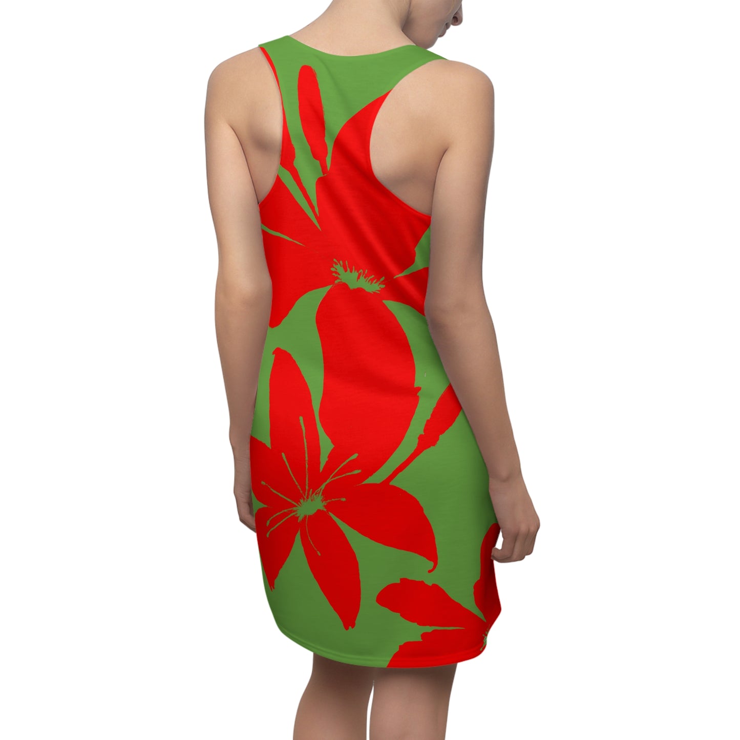 Bold RedLime Floral-Racerback Dress