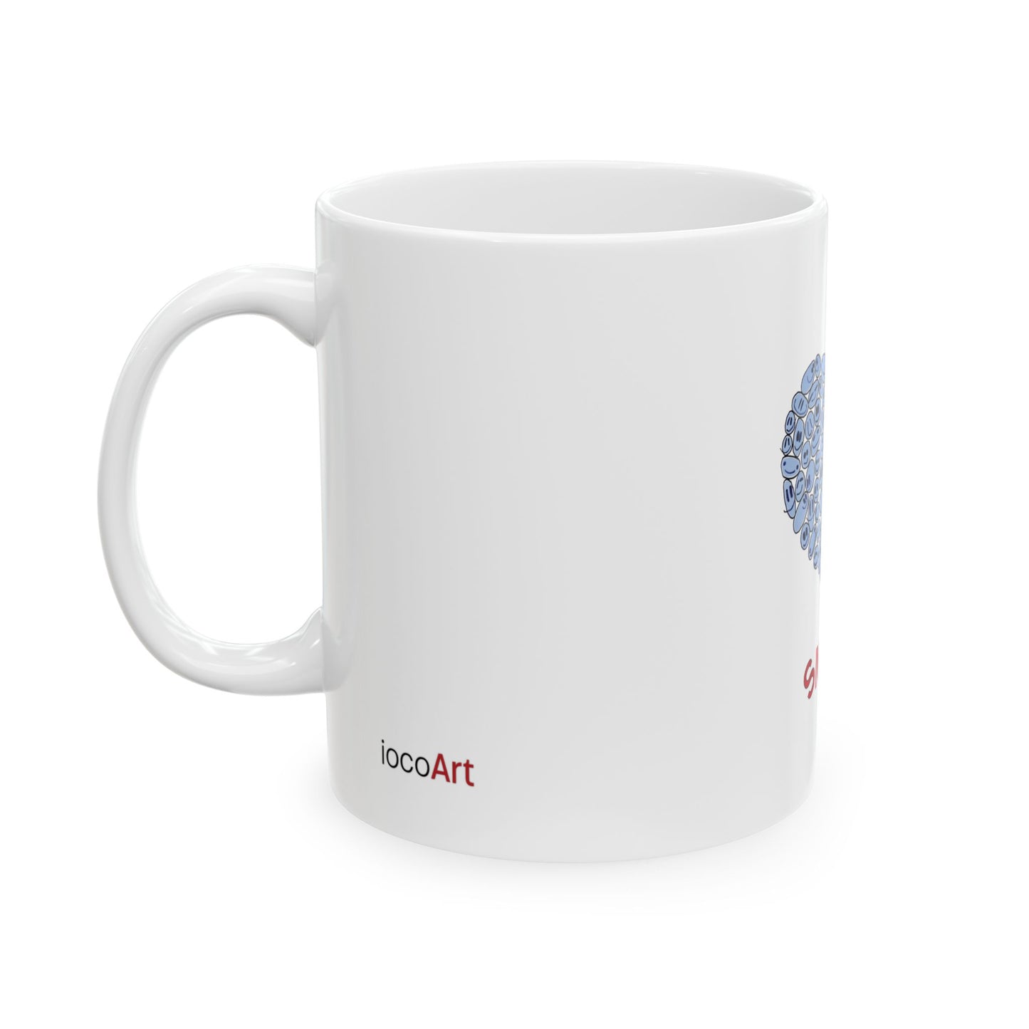 BLUE Heart SMILES - Ceramic Mug, (11oz, 15oz)