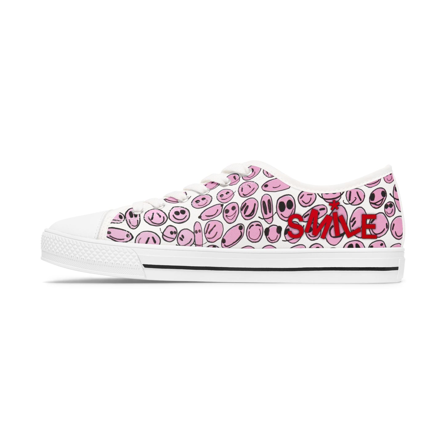 Pink SMILES - Women's Low Top Sneakers