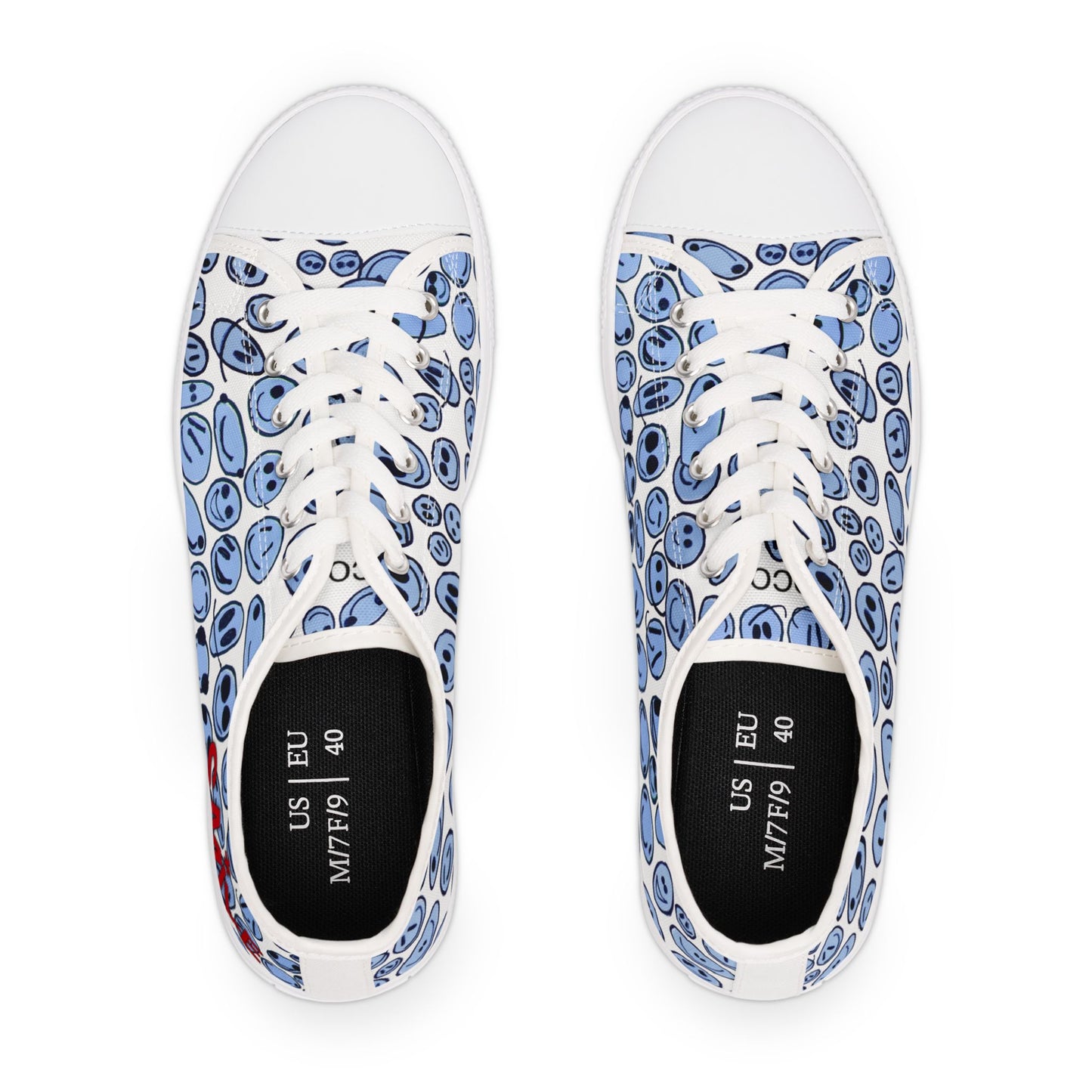 Blue SMILES - Women's Low Top Sneakers