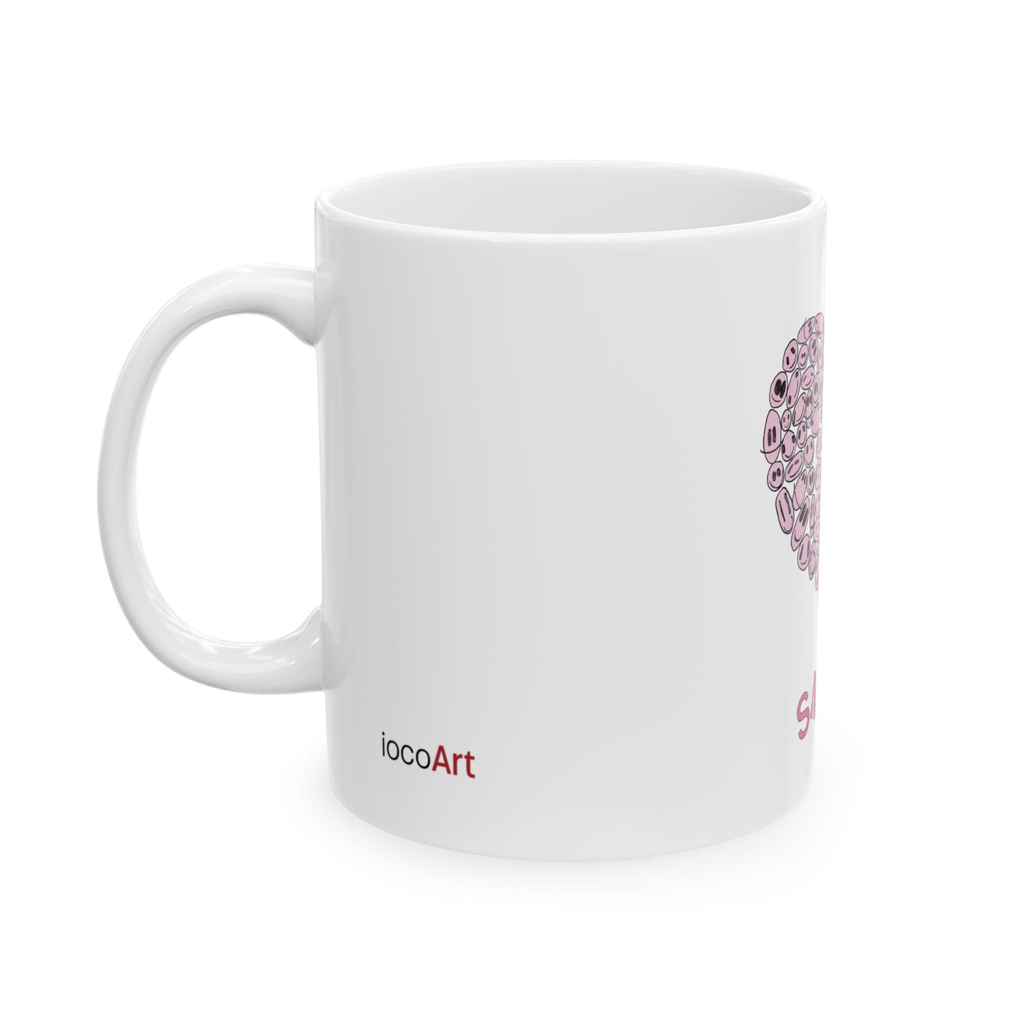 PINK Heart SMILES - Ceramic Mug, (11oz, 15oz)
