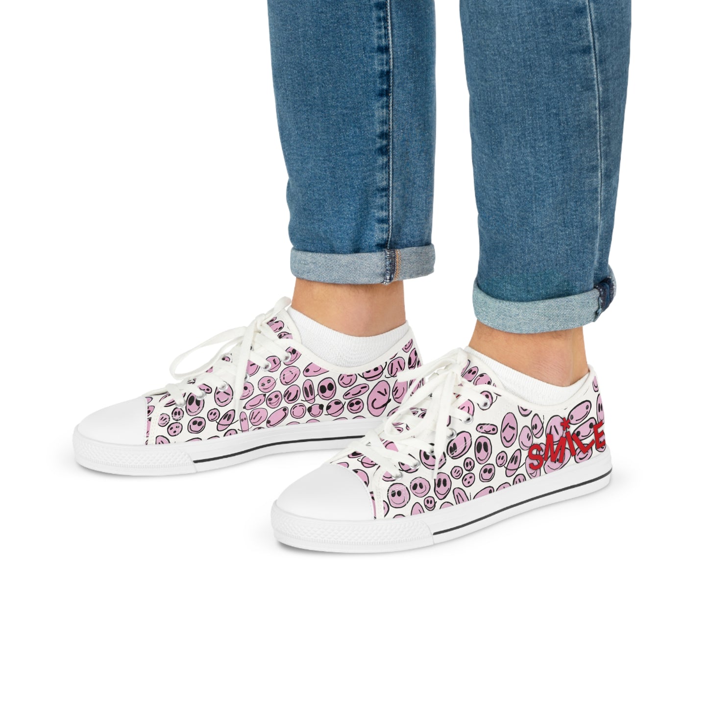 Pink SMILES - Men's Low Top Sneakers