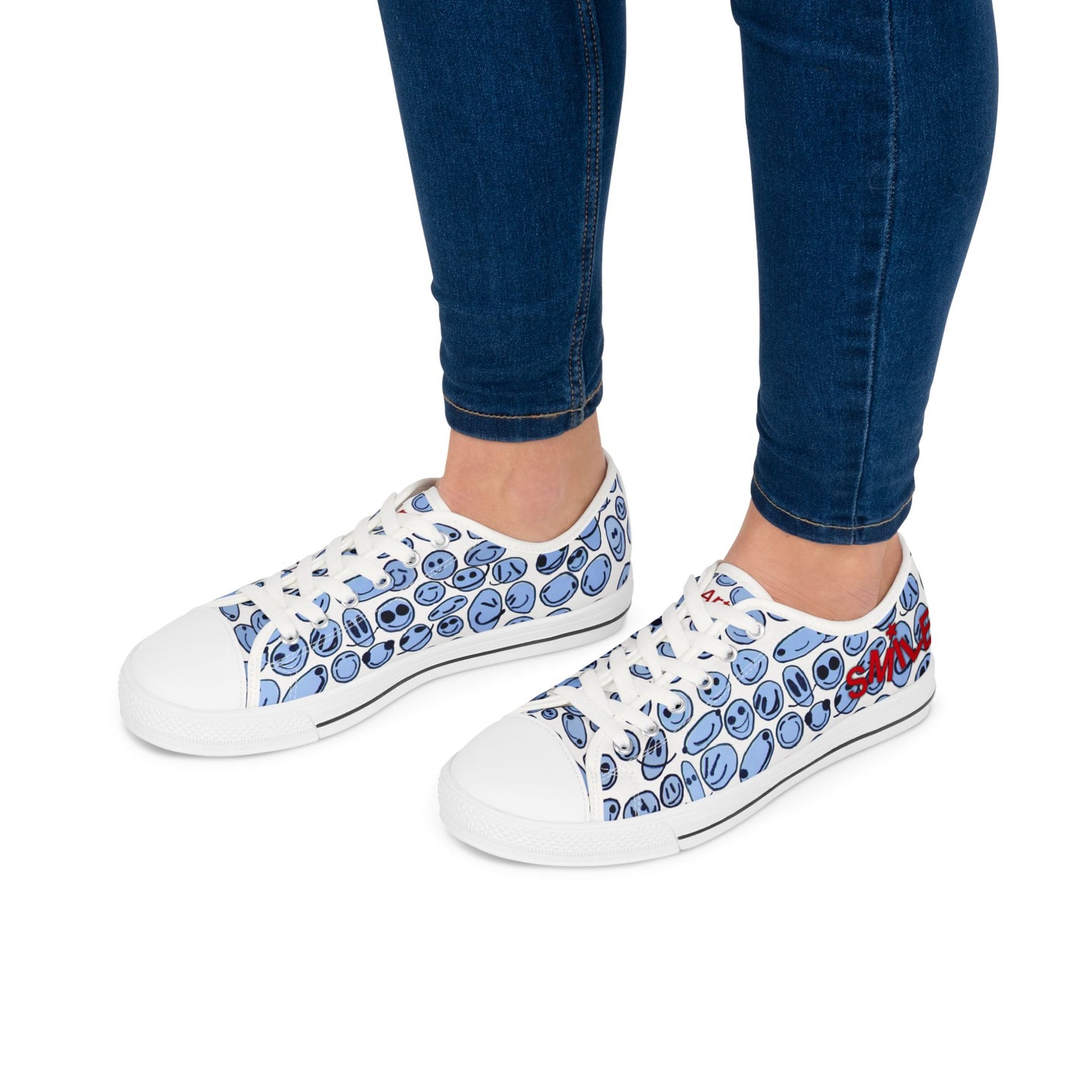 Blue SMILES - Women's Low Top Sneakers