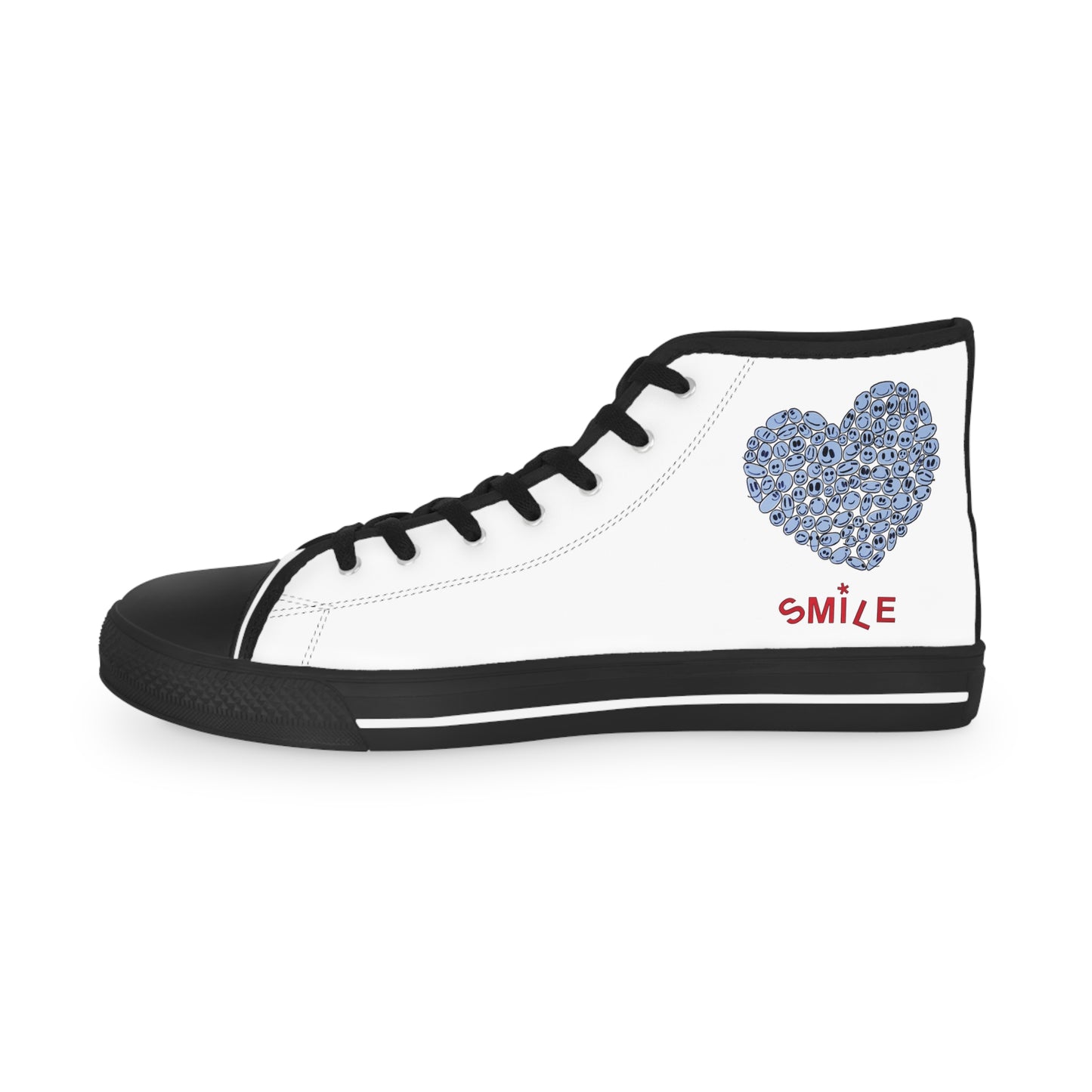 BLUE Heart SMILE, (BT) - Men's High Top Sneakers