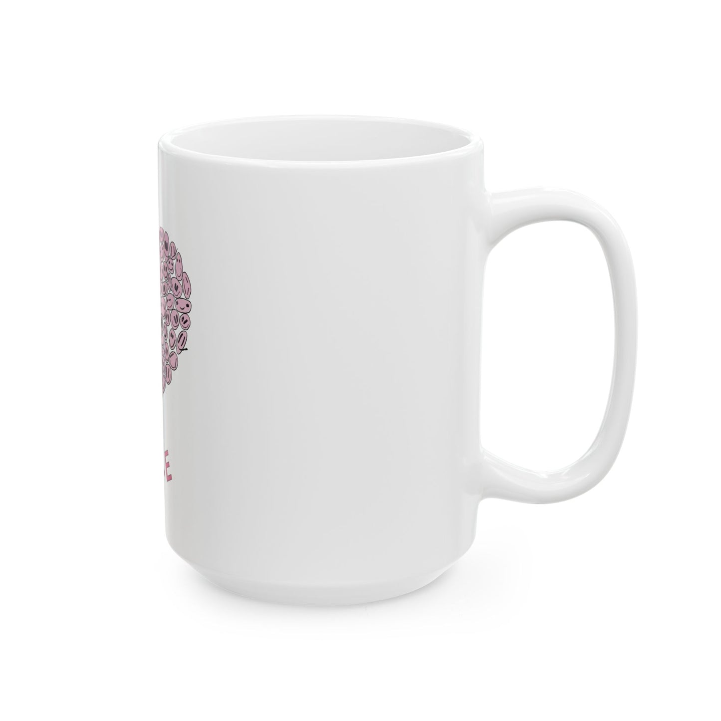 PINK Heart SMILES - Ceramic Mug, (11oz, 15oz)