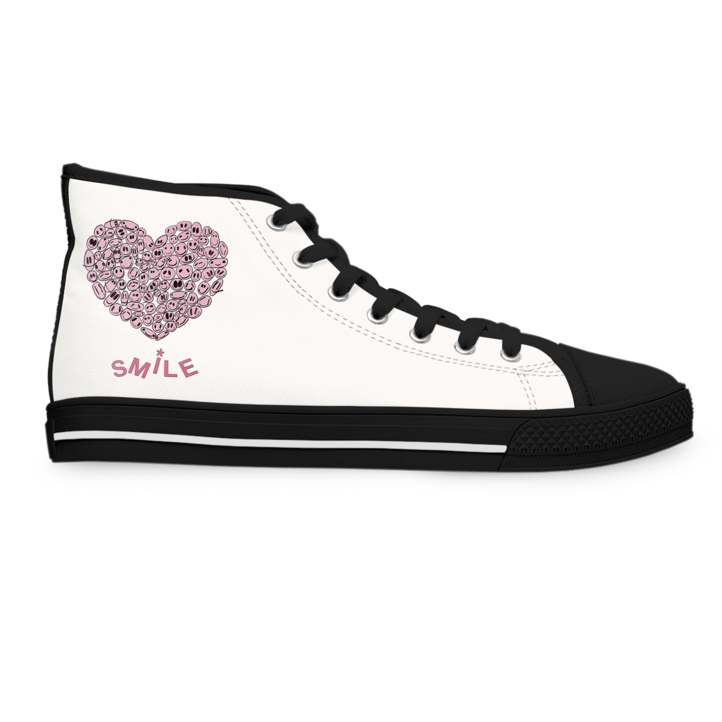 PINK Heart SMILE, (BT) - Women's High Top Sneakers