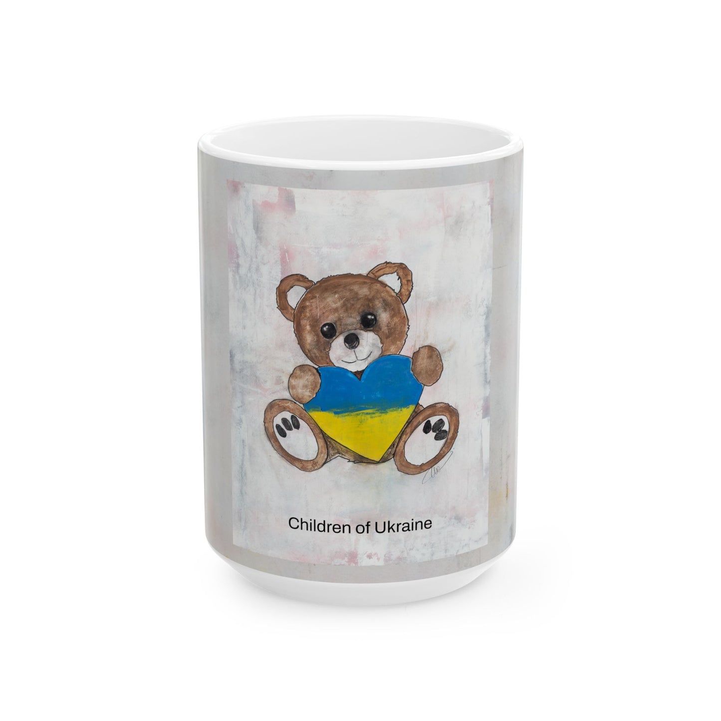 Teddy Bear Brown, Ukraine Heart - Ceramic Mug, (11oz, 15oz)