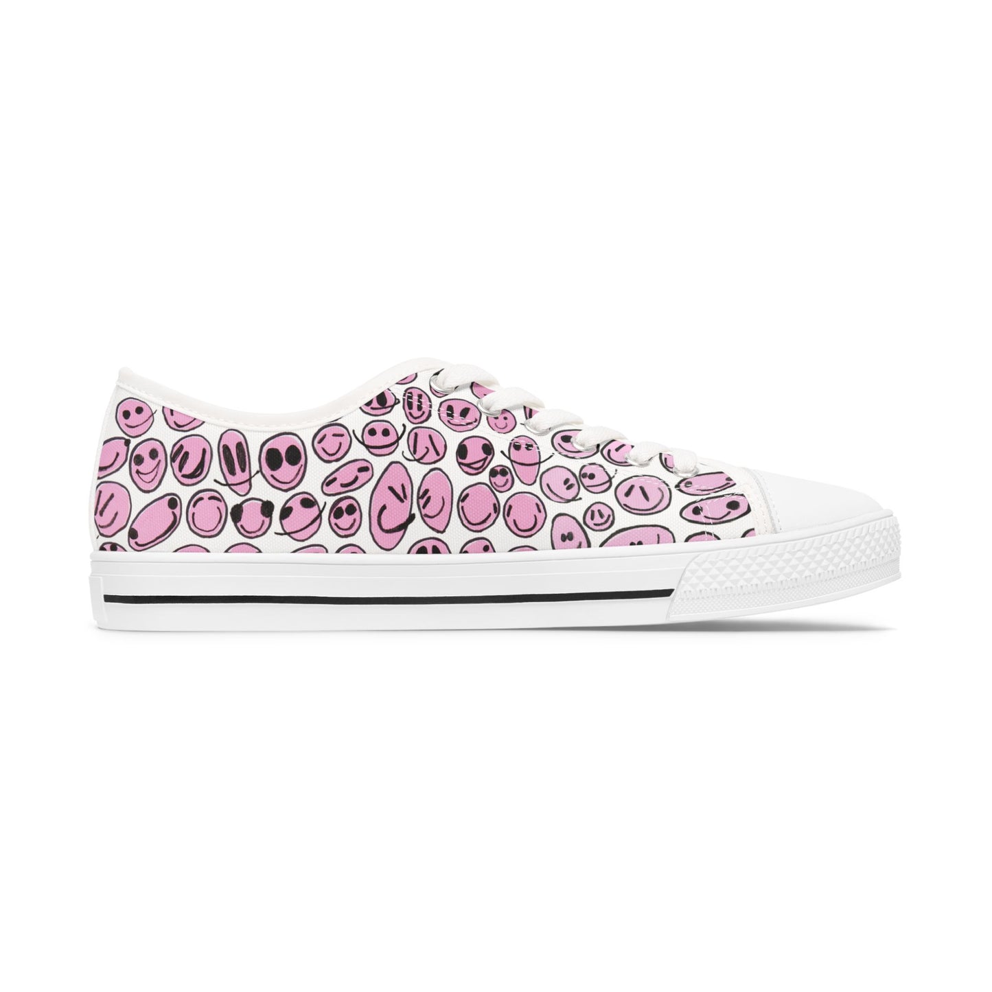 Pink SMILES - Women's Low Top Sneakers