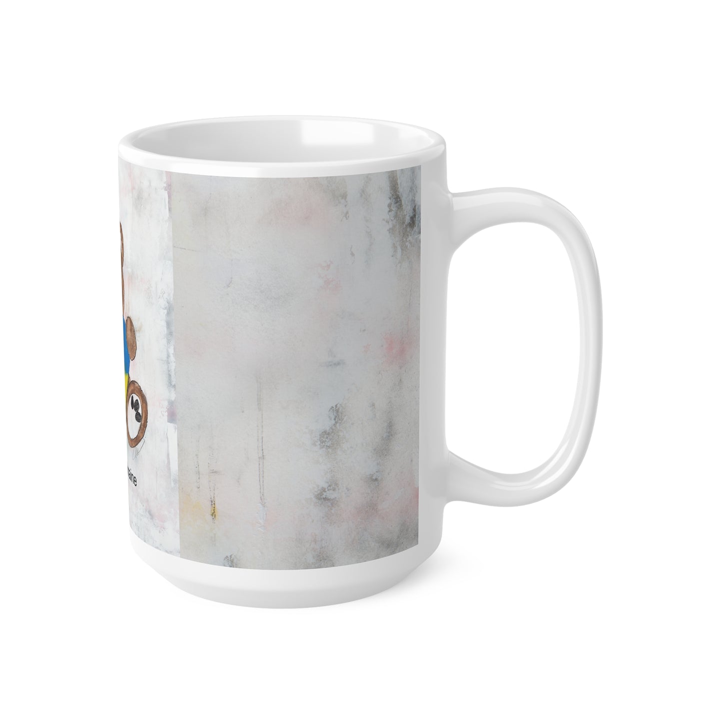 Teddy Bear, Brown - Ukraine Heart Ceramic Mug, (11oz, 15oz)