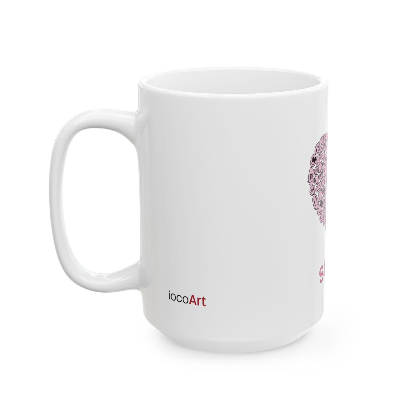 PINK Heart SMILES - Ceramic Mug, (11oz, 15oz)