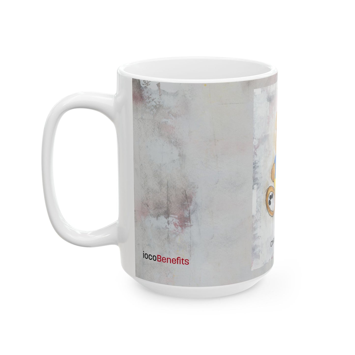 Teddy Bear Golden, Ukraine Heart - Ceramic Mug, (11oz, 15oz)