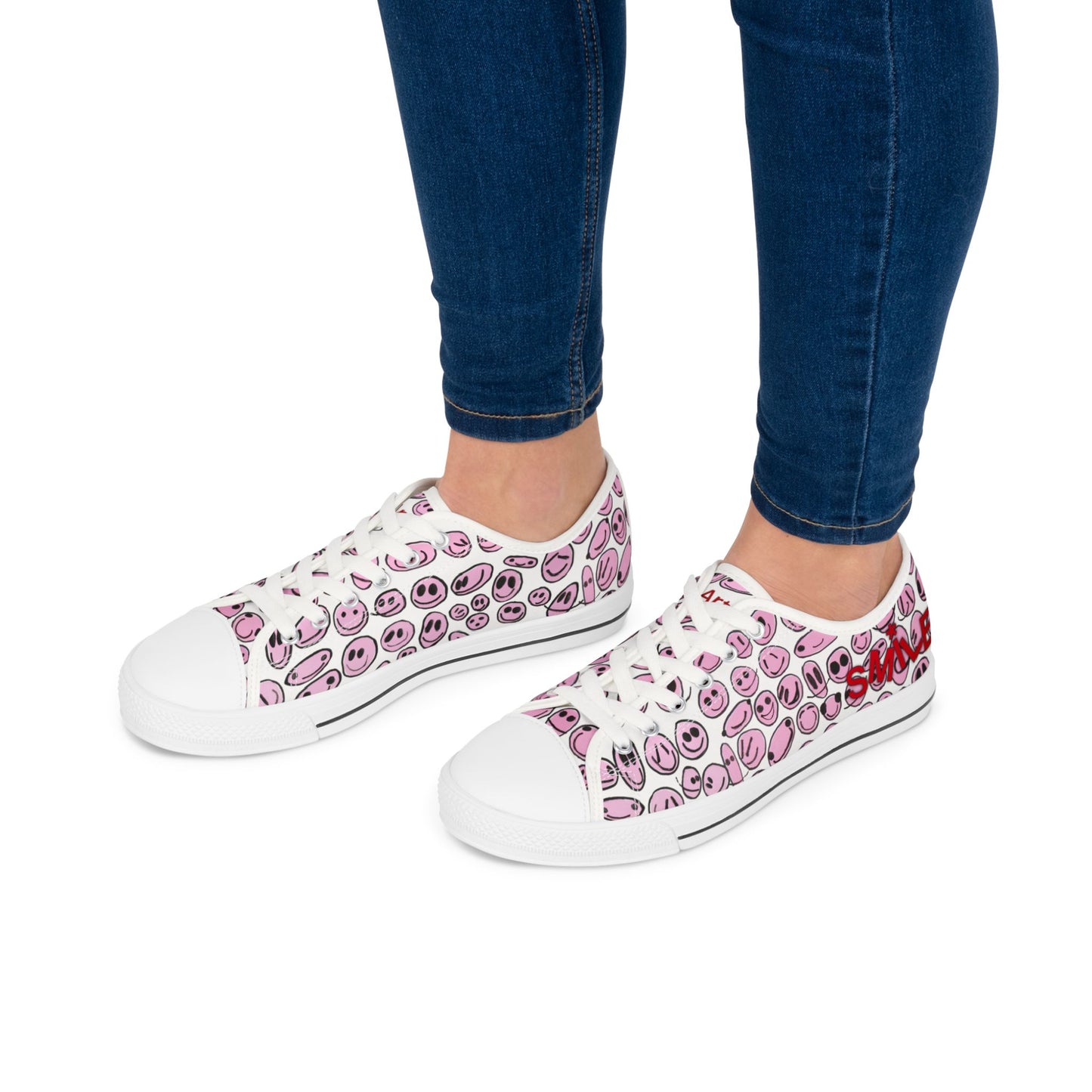 Pink SMILES - Women's Low Top Sneakers