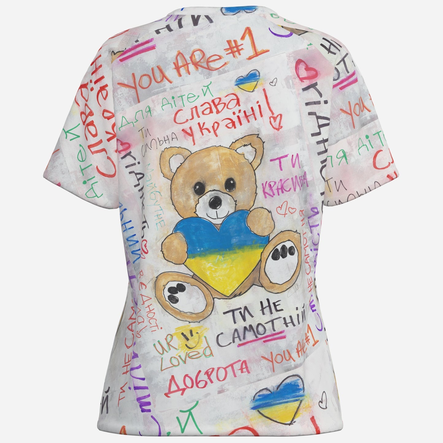 Teddy Bear Golden, Heart of Ukraine - Women's Cotton T-Shirt