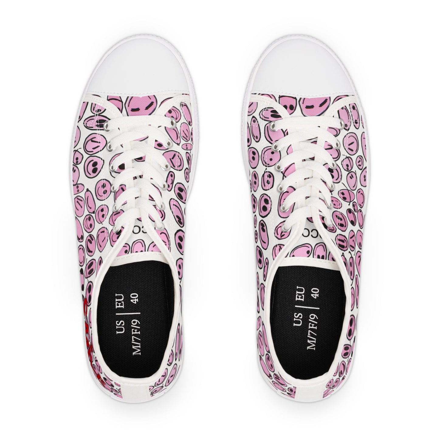 Pink SMILES - Women's Low Top Sneakers