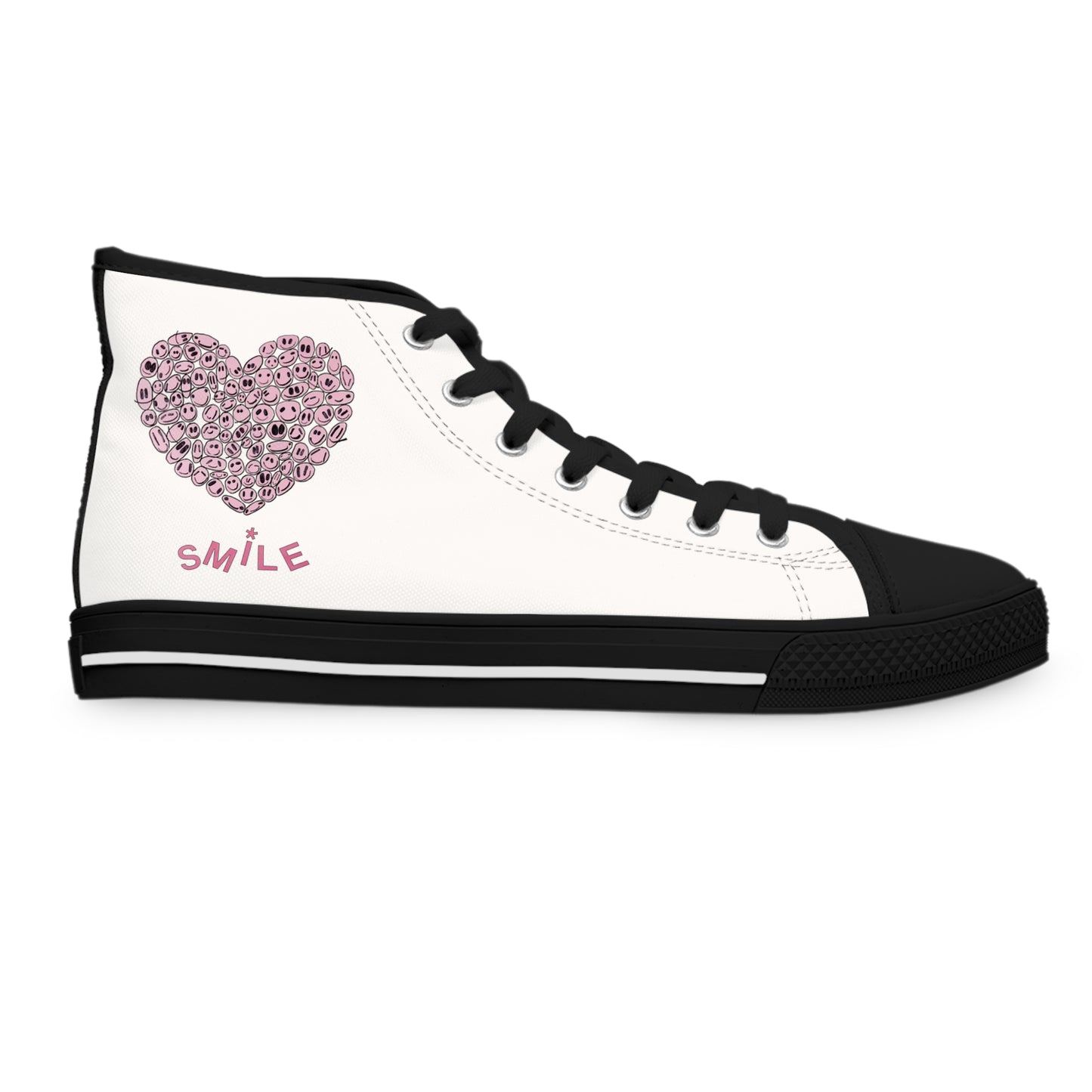 PINK Heart SMILE, (BT) - Women's High Top Sneakers