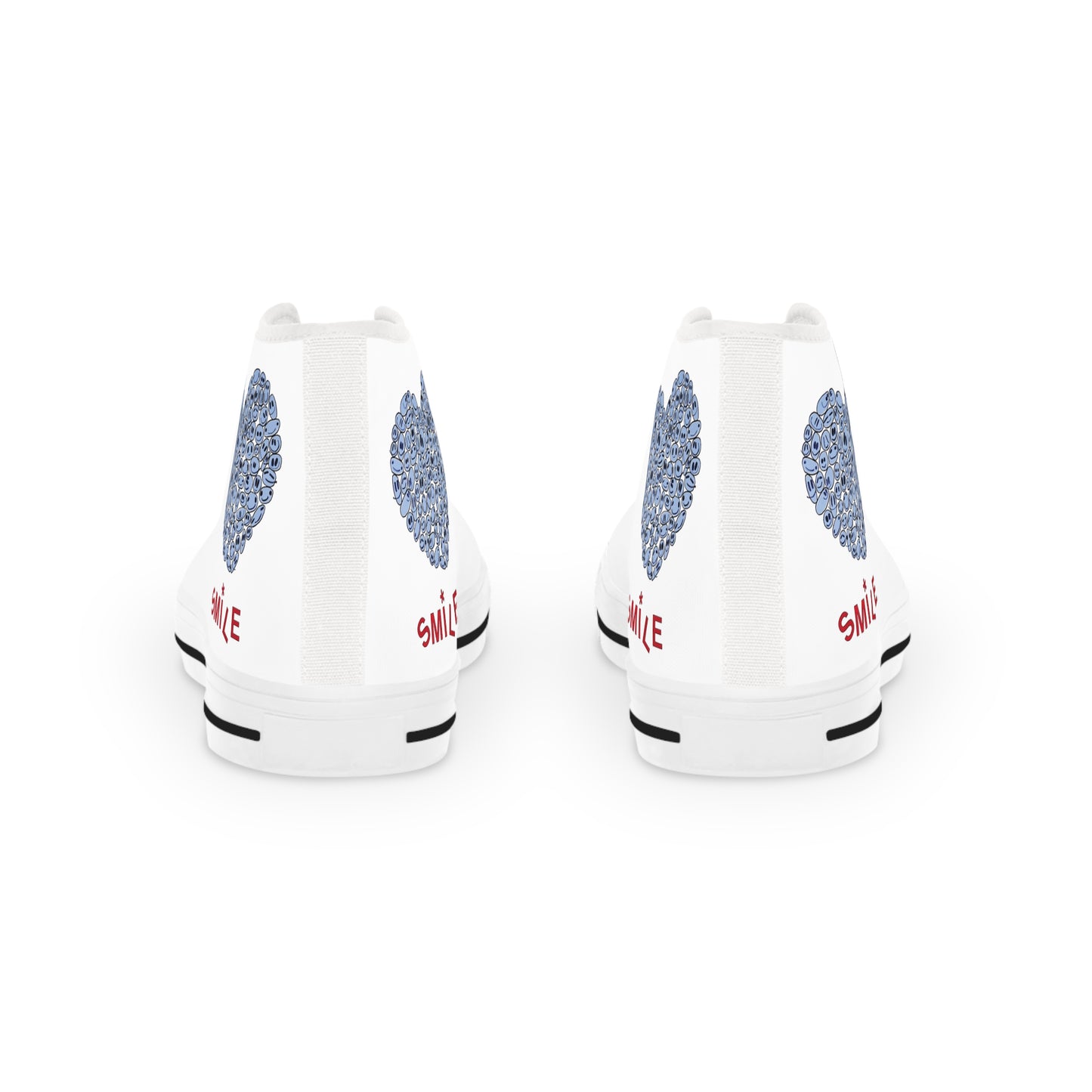 BLUE Heart SMILE, (WT) - Men's High Top Sneakers