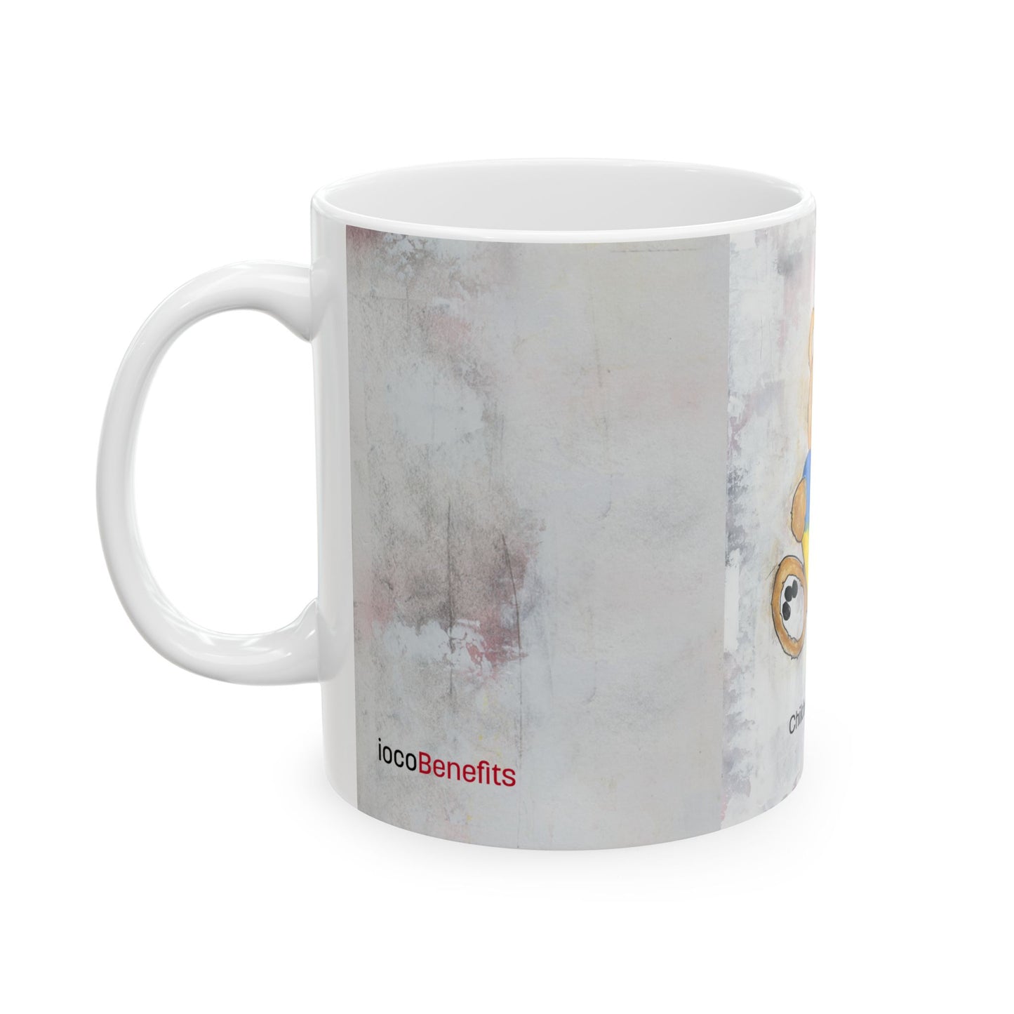 Teddy Bear Golden, Ukraine Heart - Ceramic Mug, (11oz, 15oz)