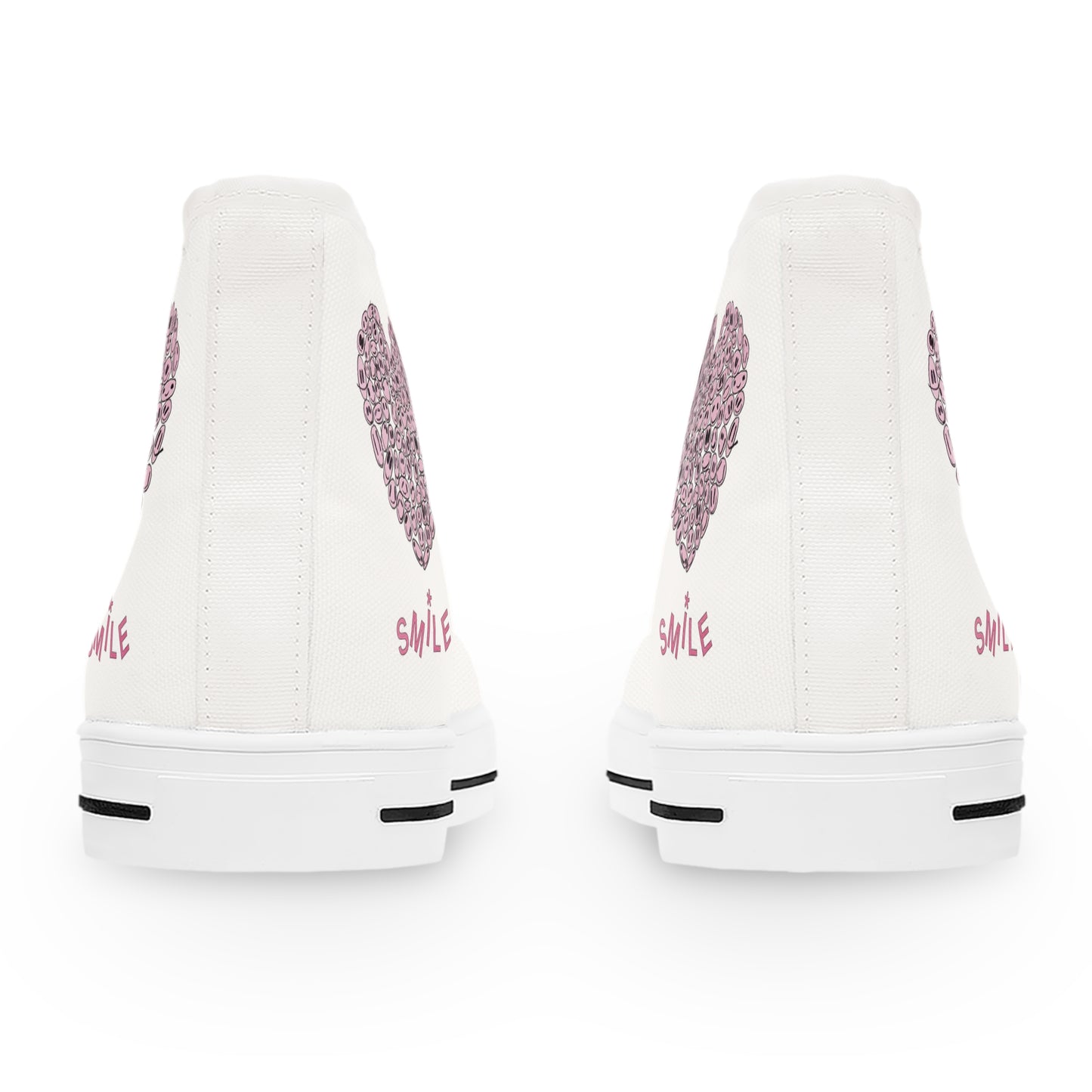PINK Heart SMILE, (WT) - Women's High Top Sneakers