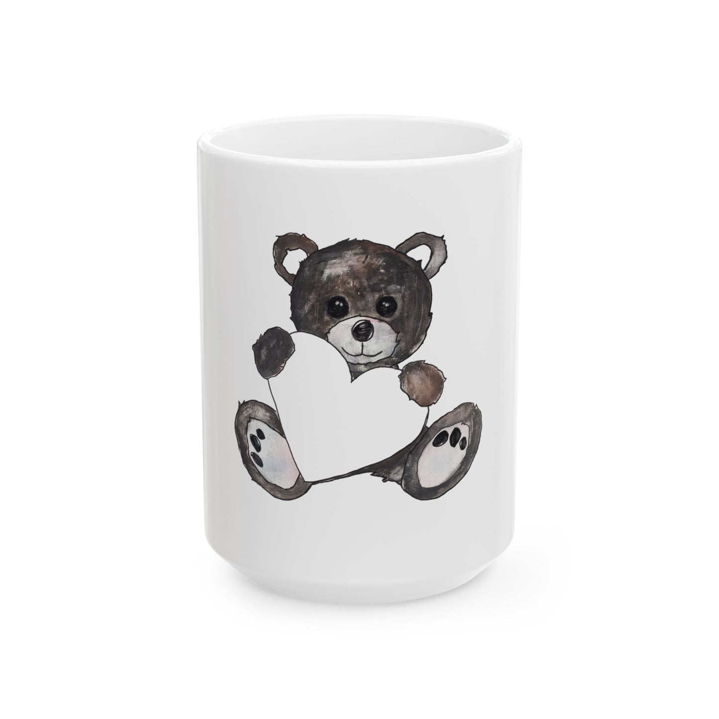 Teddy Bear, BlackBrown - Ceramic Mug, (11oz, 15oz)