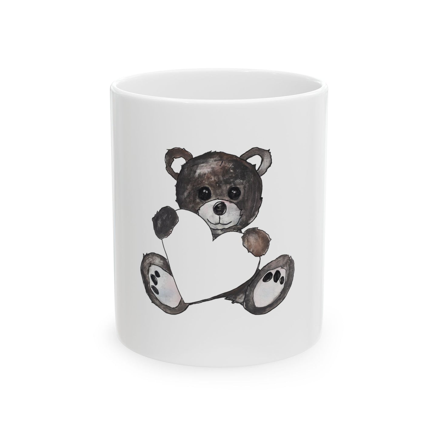 Teddy Bear, BlackBrown - Ceramic Mug, (11oz, 15oz)