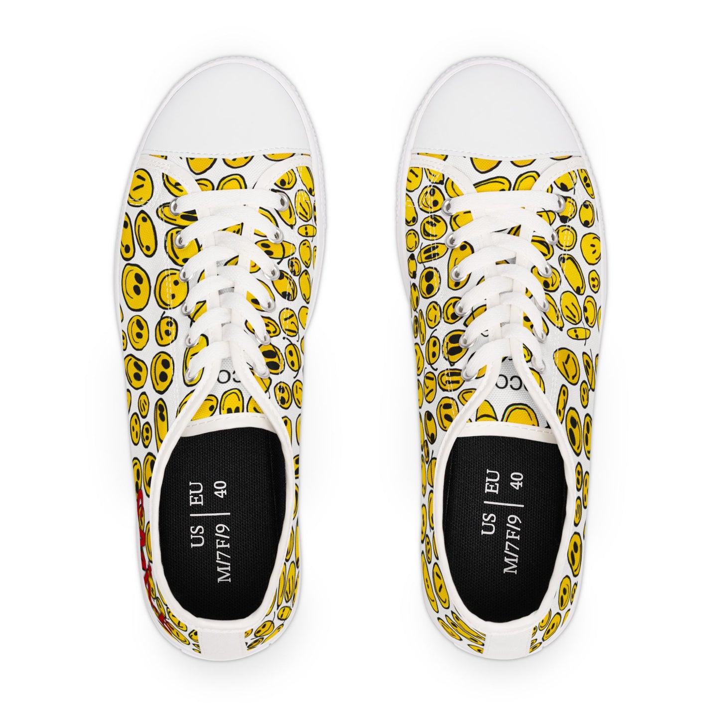 Yellow SMILES - Women's Low Top Sneakers
