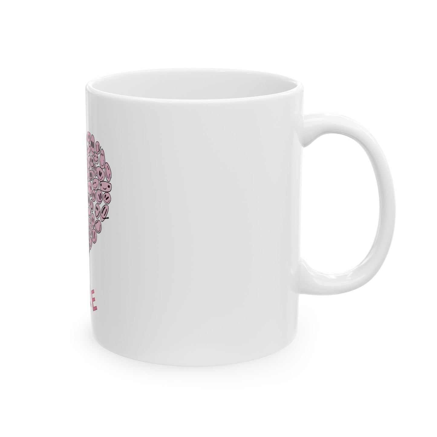 PINK Heart SMILES - Ceramic Mug, (11oz, 15oz)