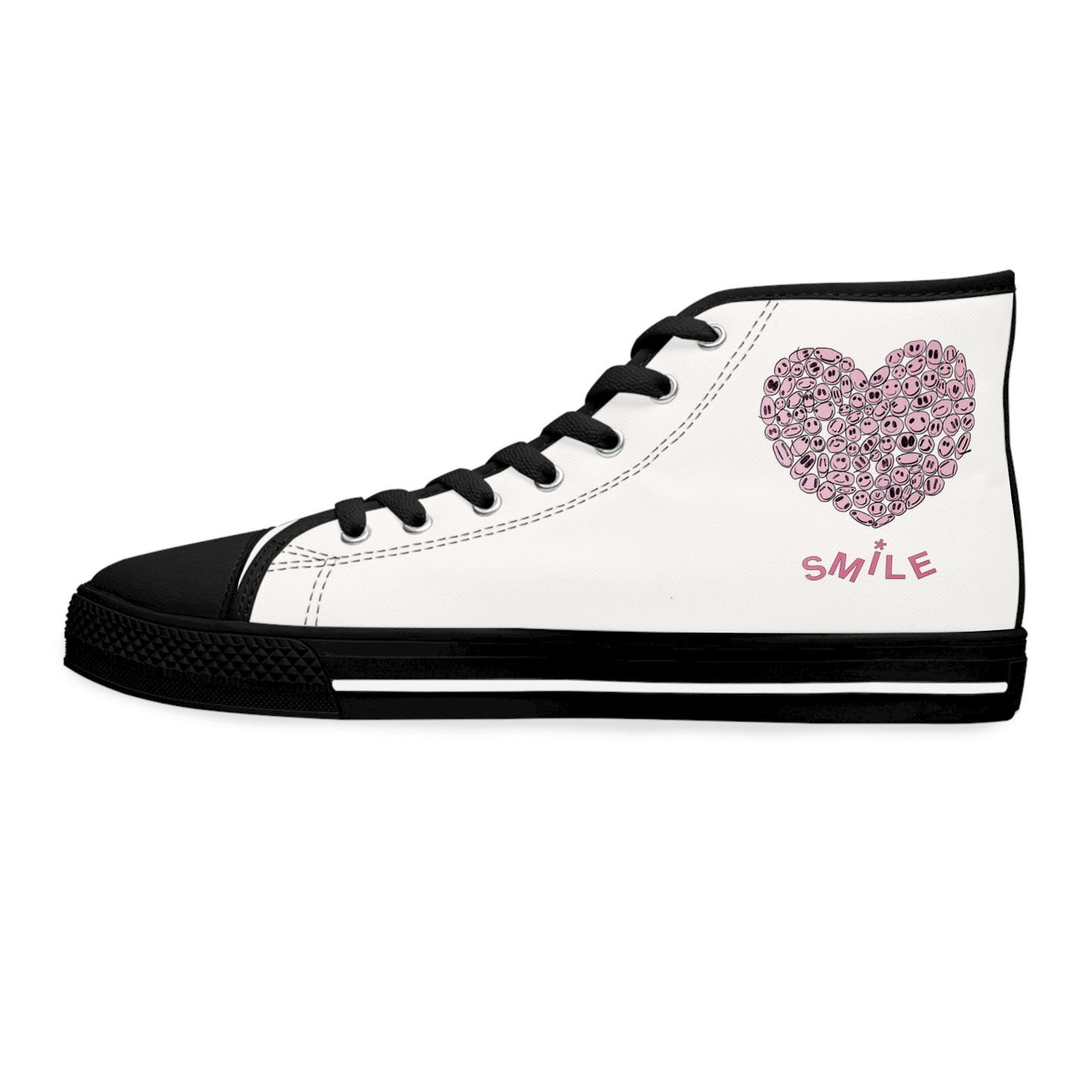 PINK Heart SMILE, (BT) - Women's High Top Sneakers