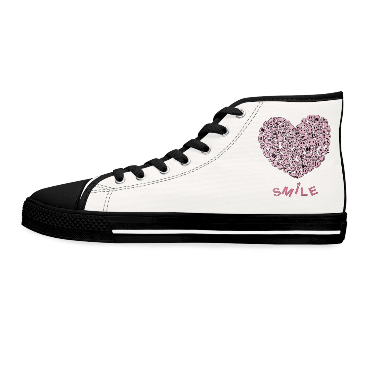PINK Heart SMILE, (BT) - Women's High Top Sneakers