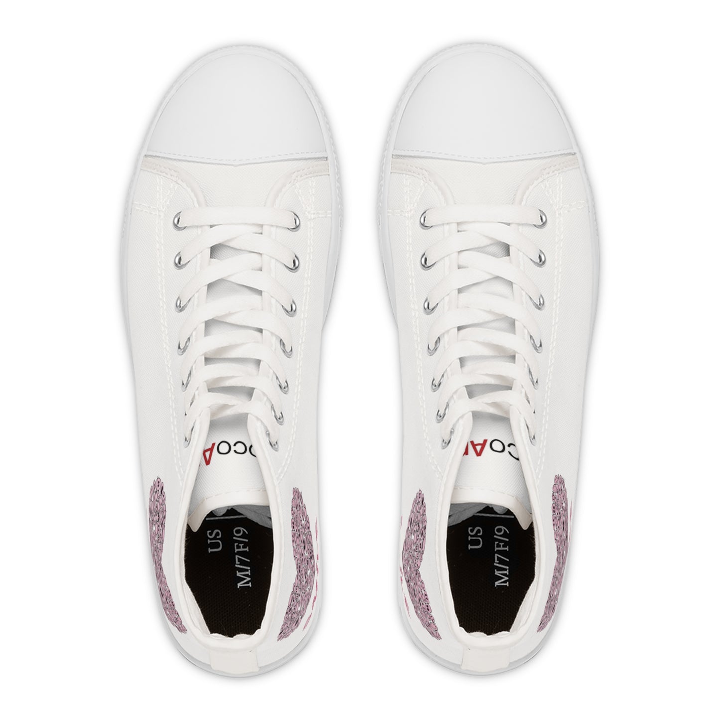 PINK Heart SMILE, (WT) - Women's High Top Sneakers