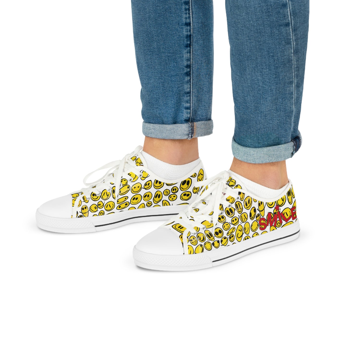 Yellow SMILES - Men's Low Top Sneakers