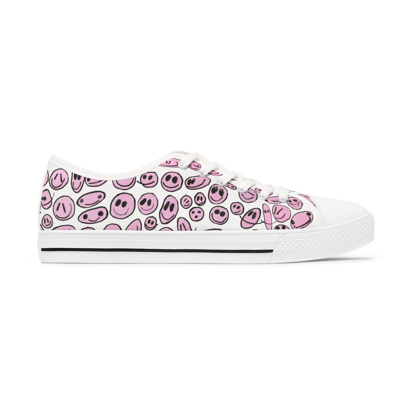 Pink SMILES - Women's Low Top Sneakers