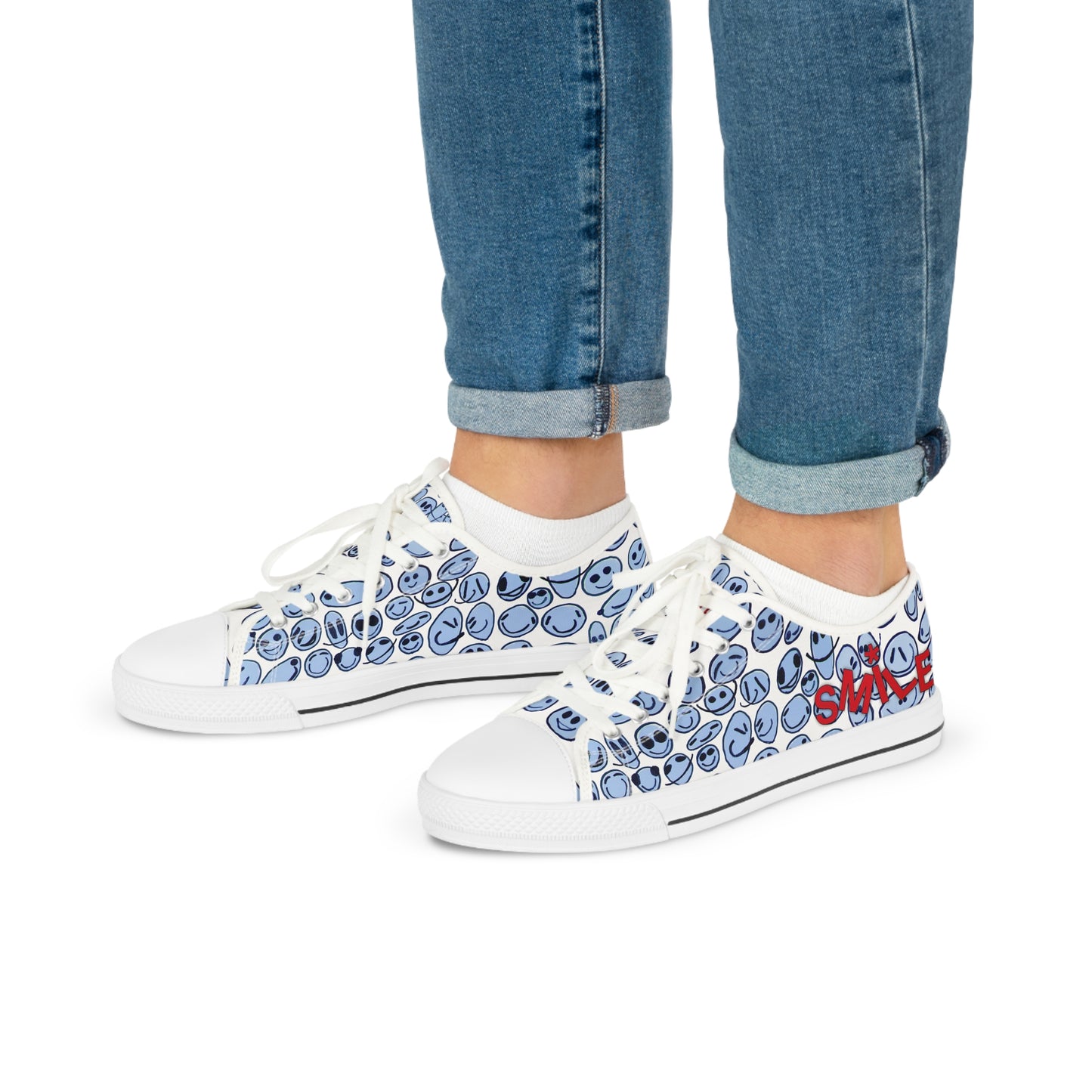 Blue SMILES - Men's Low Top Sneakers