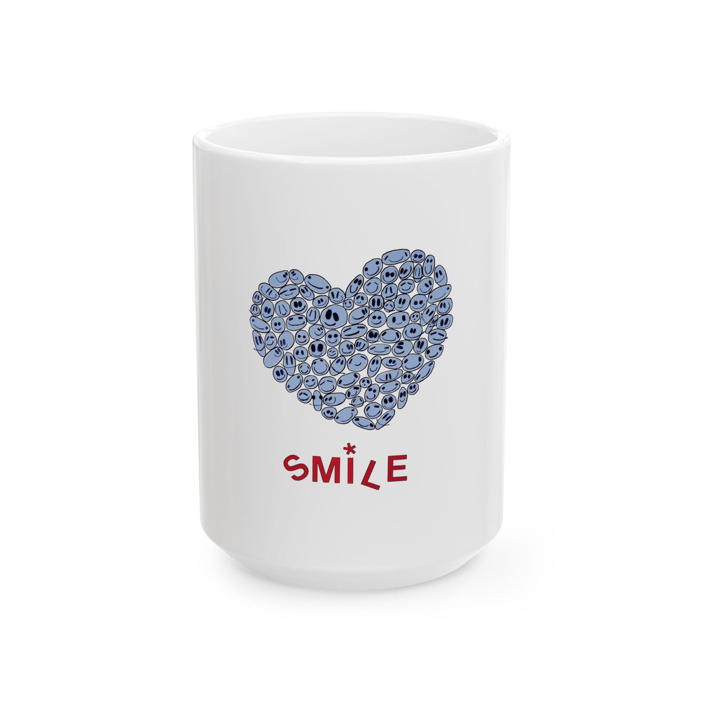 BLUE Heart SMILES - Ceramic Mug, (11oz, 15oz)