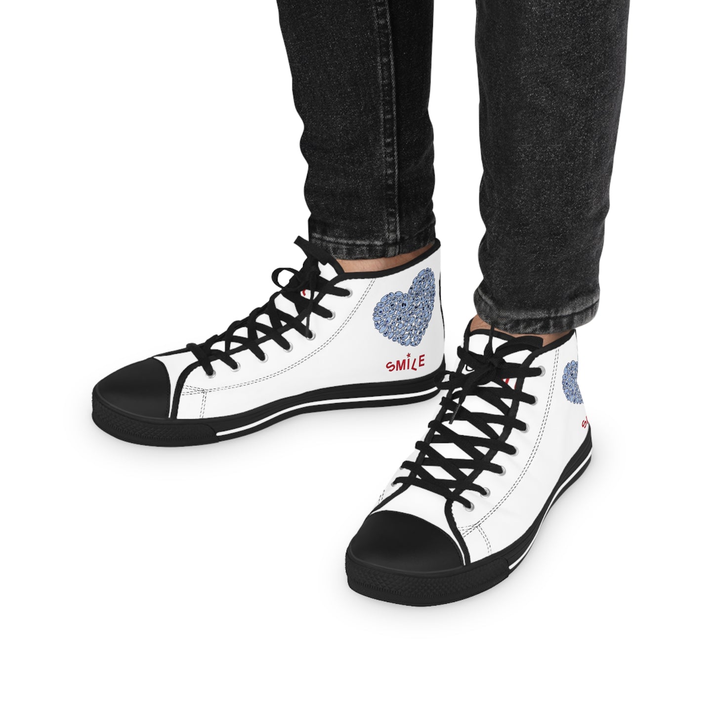 BLUE Heart SMILE, (BT) - Men's High Top Sneakers