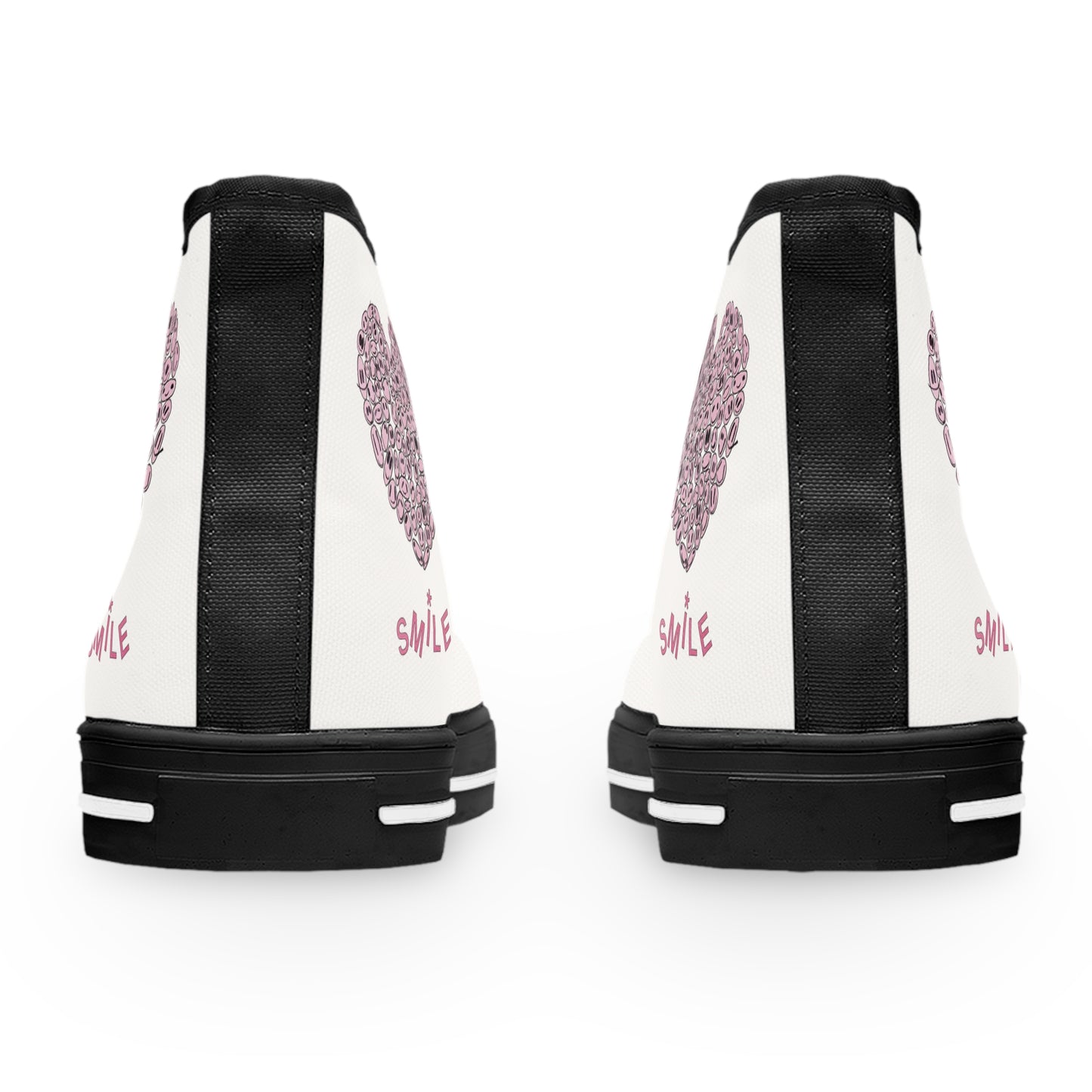 PINK Heart SMILE, (BT) - Women's High Top Sneakers