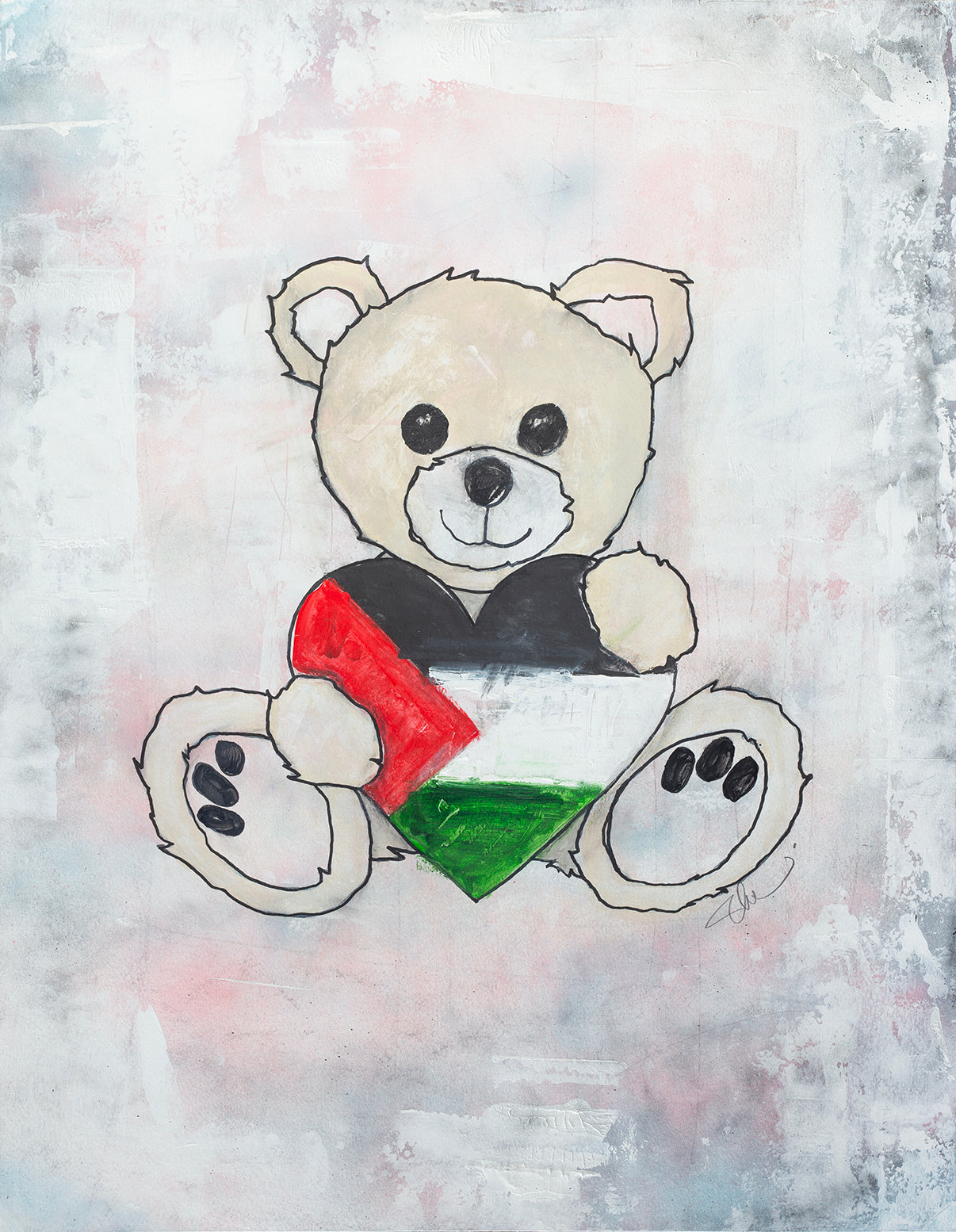 Teddy Bear Blond-Heart of Palestine (PRINT ONLY)