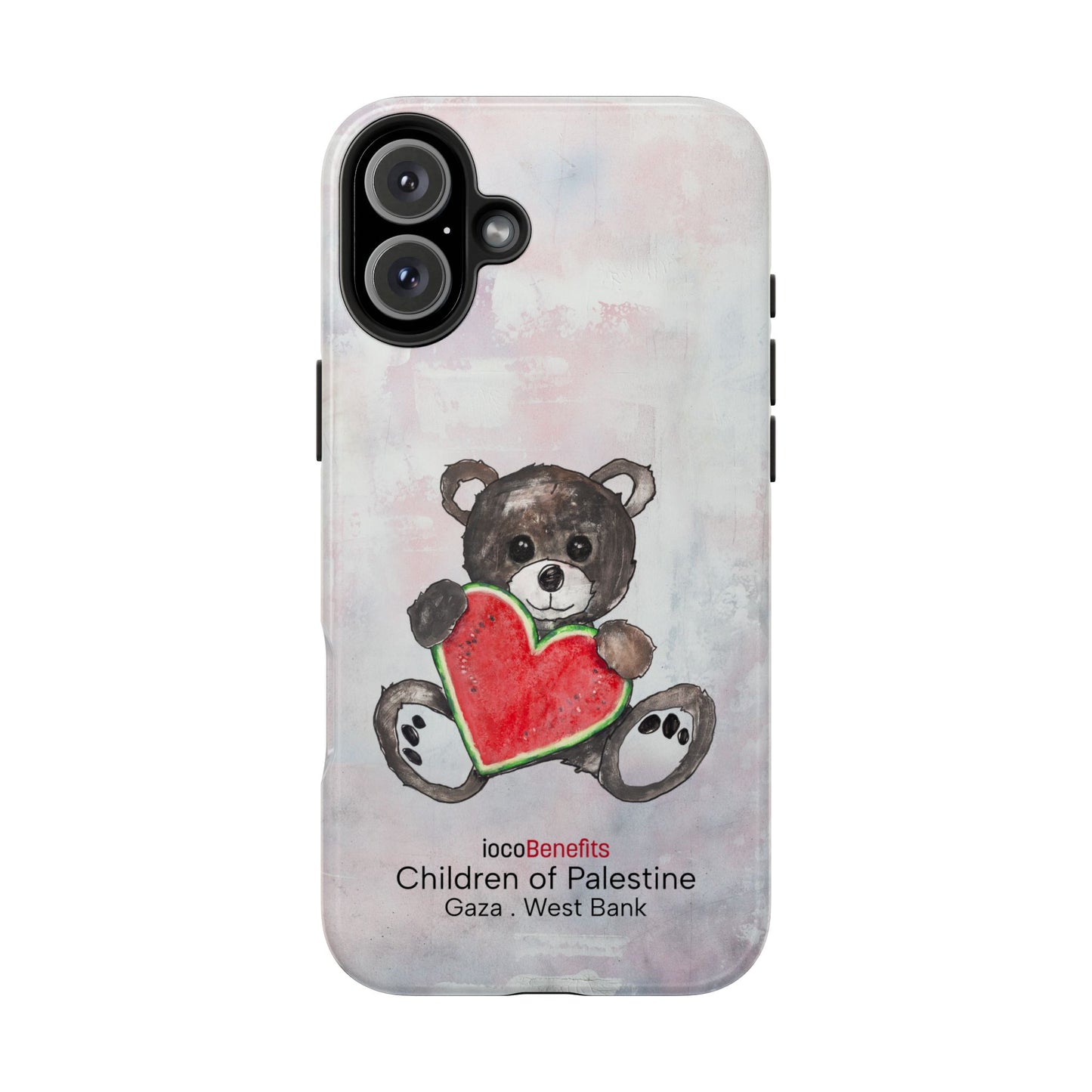Teddy Bear Black, Watermelon Heart - Tough Phone Cases