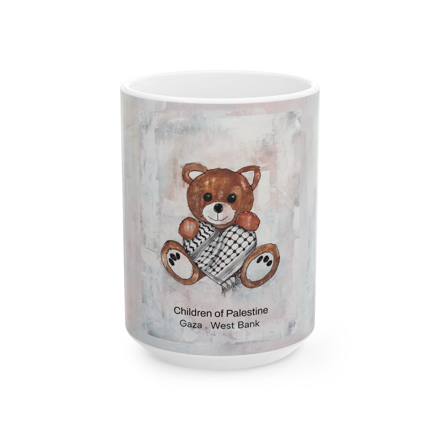 Teddy Bear Red, Keffiyeh Heart - Ceramic Mug, (11oz, 15oz)