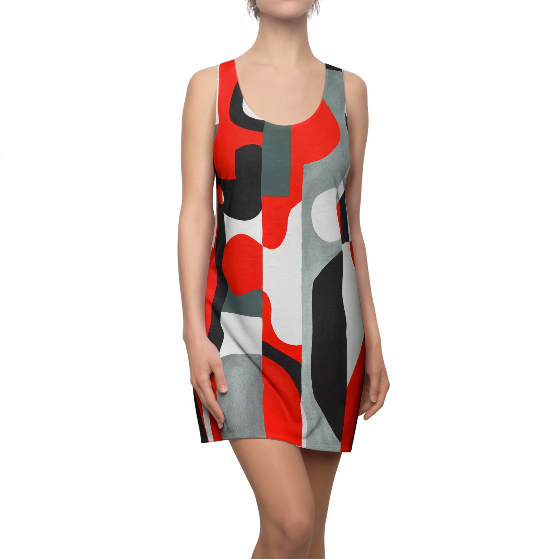 red racerback dress Creased Stretch Crepe Racerback Dress