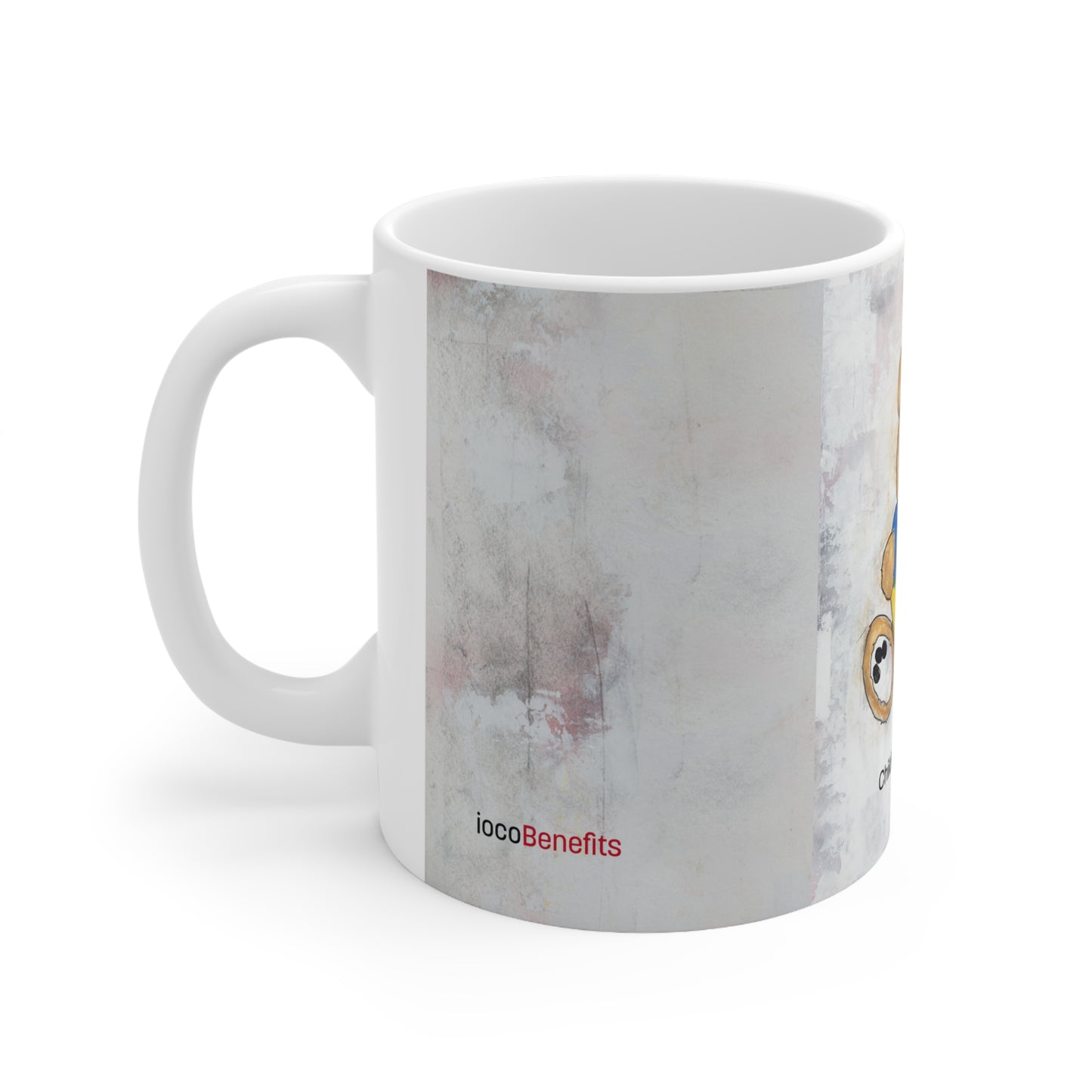 Teddy Bear, Golden - Ukraine Heart Ceramic Mug, (11oz, 15oz)