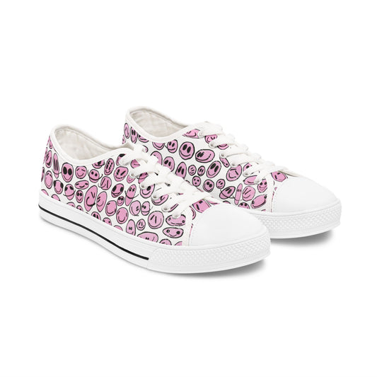 Pink SMILES - Women's Low Top Sneakers