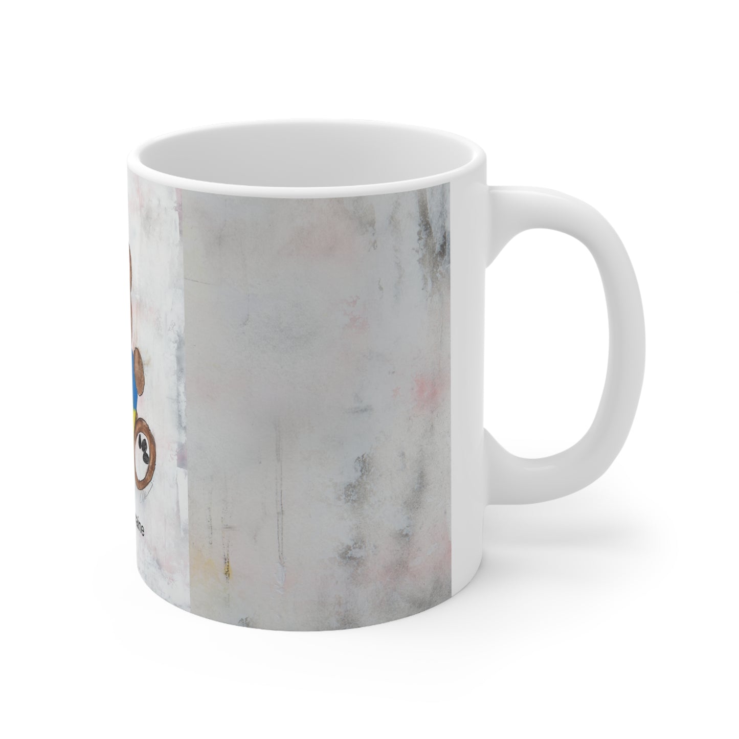 Teddy Bear, Brown - Ukraine Heart Ceramic Mug, (11oz, 15oz)