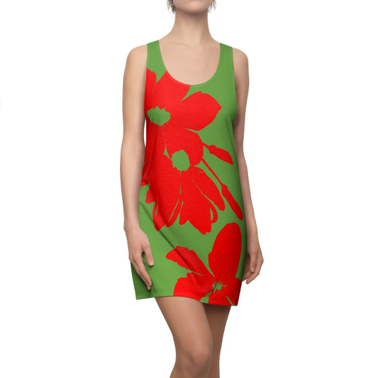 Bold RedLime Floral-Racerback Dress