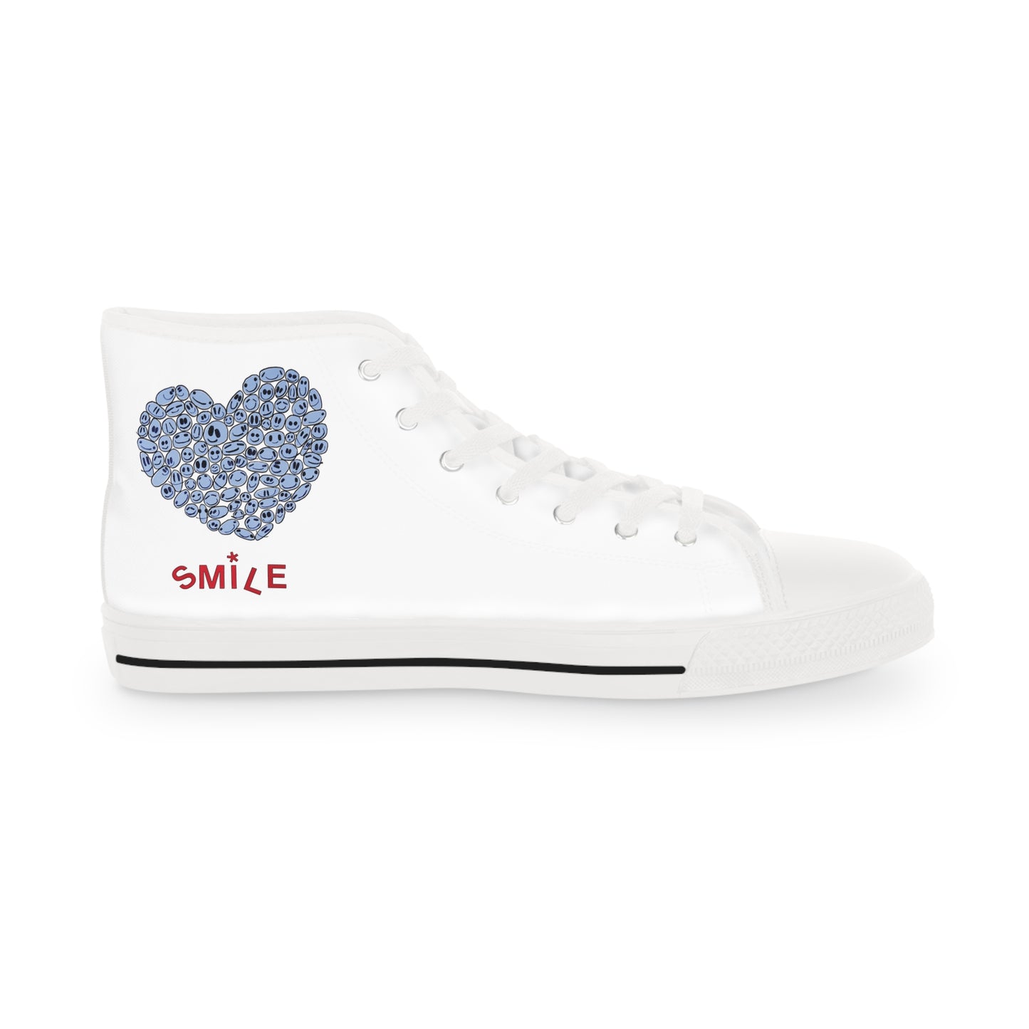 BLUE Heart SMILE, (WT) - Men's High Top Sneakers