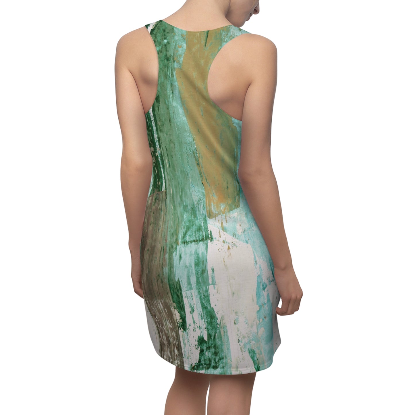 Streaks of EmeraldGold-Racerback Dress