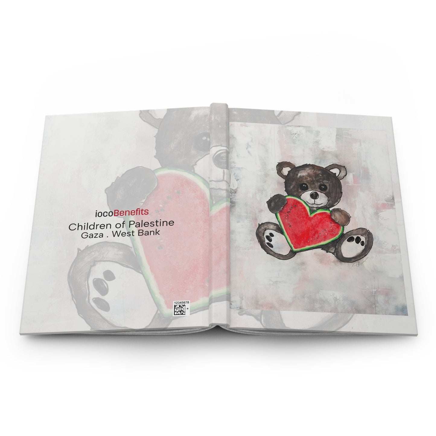 Teddy Bear Black, Watermelon Heart  - Journal