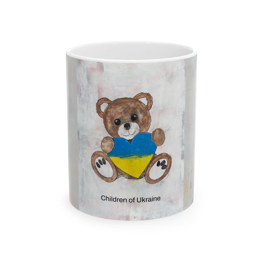 Teddy Bear Brown, Ukraine Heart - Ceramic Mug, (11oz, 15oz)