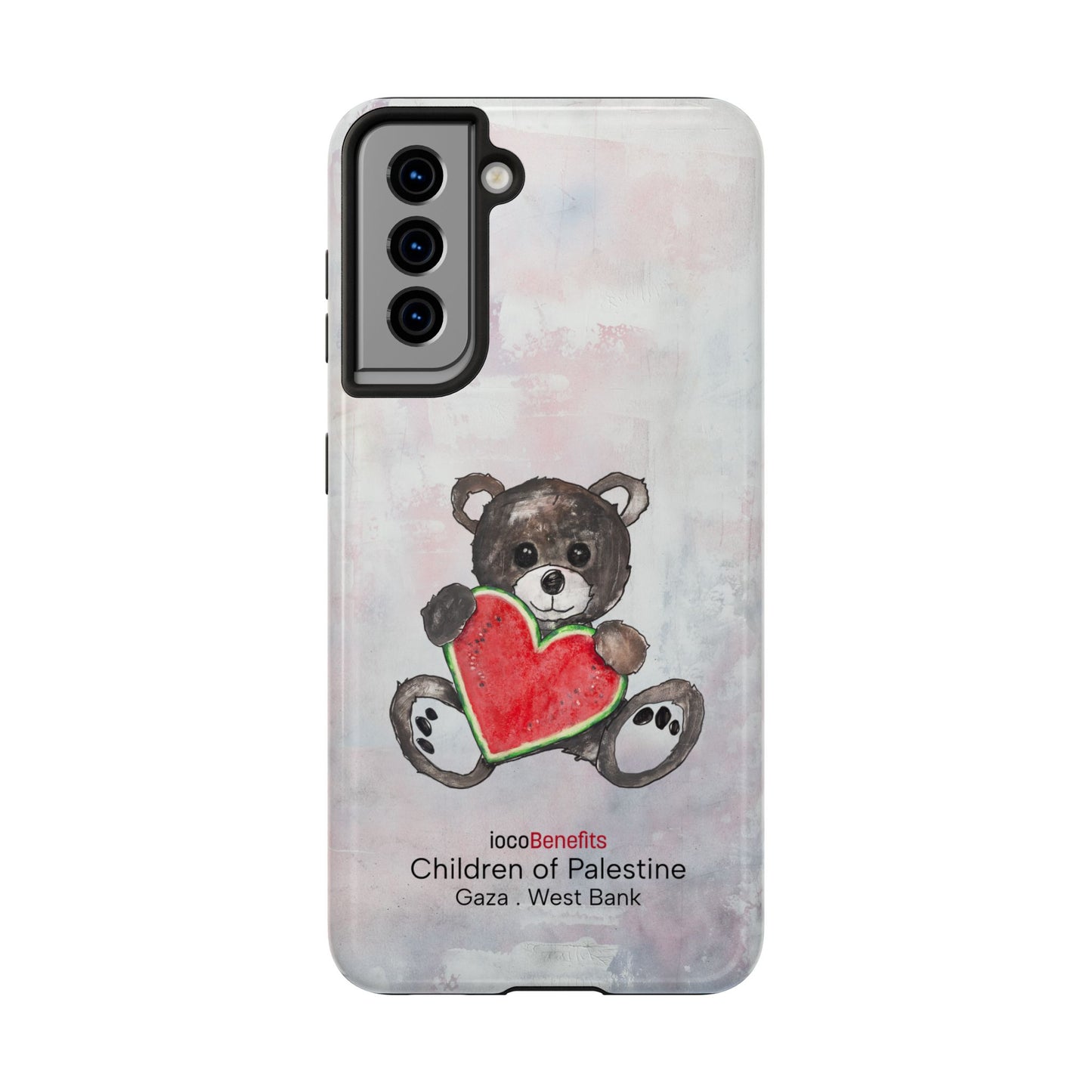 Teddy Bear Black, Watermelon Heart - Tough Phone Cases